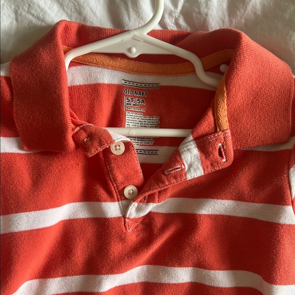 Old Navy White and Orange Polo Shirt Classic Cotton Blend - Picture 3 of 3